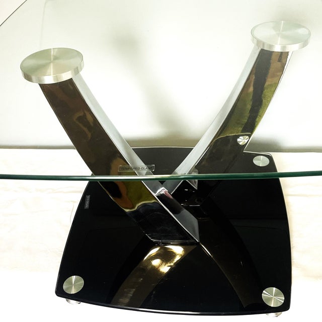 Glass and Chrome-Plated Metal Coffee Table from Temperet Glass, 2000s For Sale - Image 4 of 18