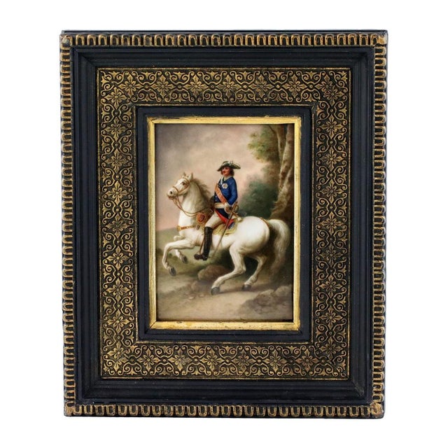 Portrait of an Equestrian Monarch. 19th Century, Painting on Porcelain For Sale - Image 6 of 6