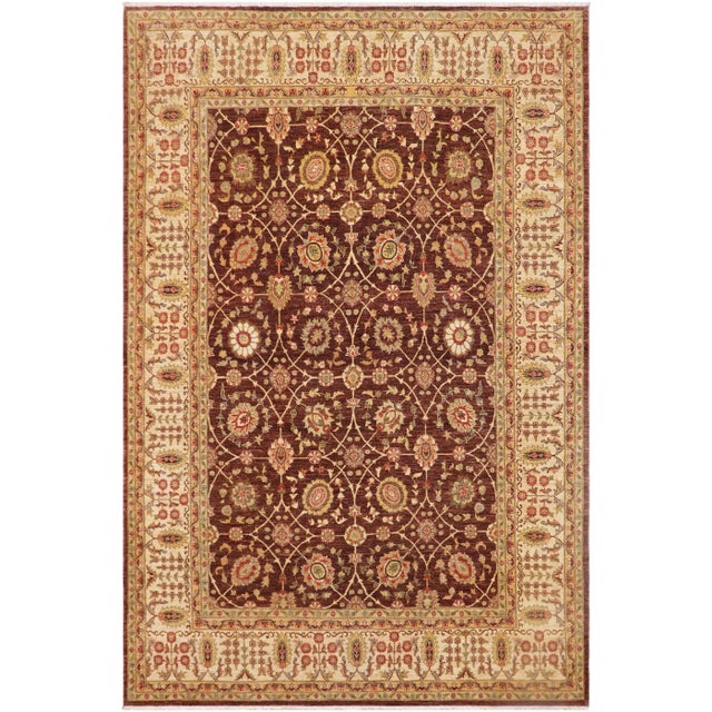 1980s Boho Chic Ziegler Louise Brown Beige Hand-Knotted Wool Rug - 9'1'' X 12'2'' For Sale - Image 9 of 9