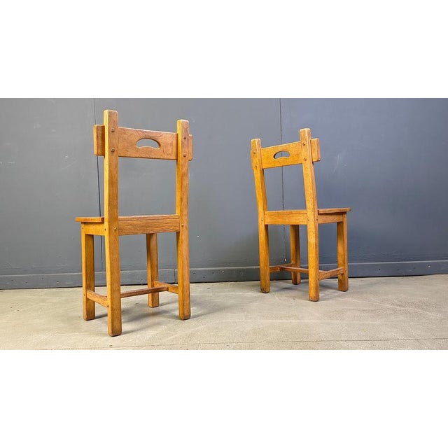 1960s Vintage Brutalist Oak Chairs, 1960s, Set of 6 For Sale - Image 5 of 14