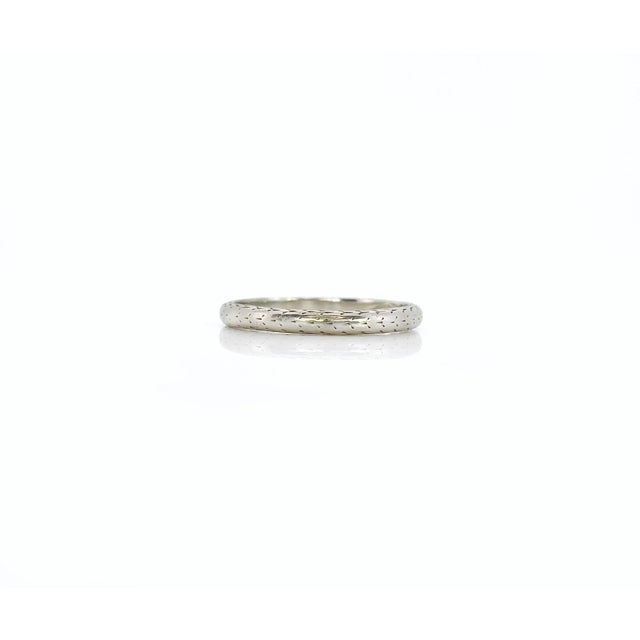 Art Deco Vintage White Gold Wheat Wedding Band, Size 7.25, Stacking Ring For Sale - Image 3 of 7