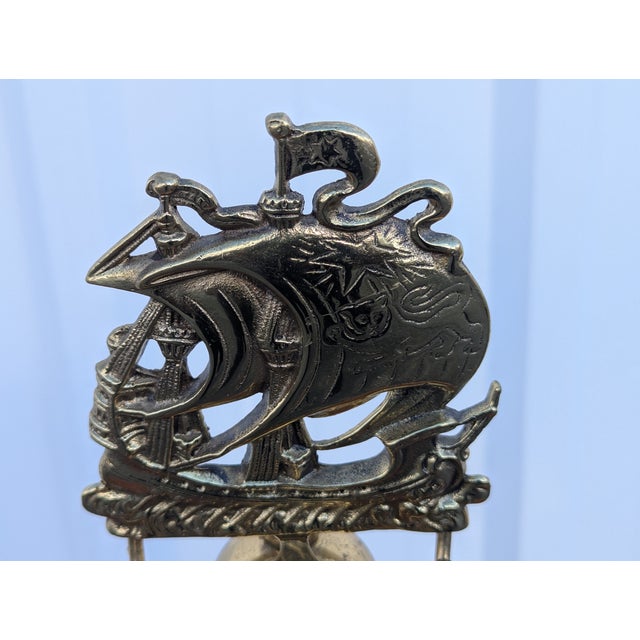 Mid 20th Century Vintage Solid Brass Stove Tool Kit for Yachts - 20 Inch Nautical Fireplace Set - Small Boat Stove Accessories - Maritime Decor - Seafaring Gift For Sale - Image 5 of 6