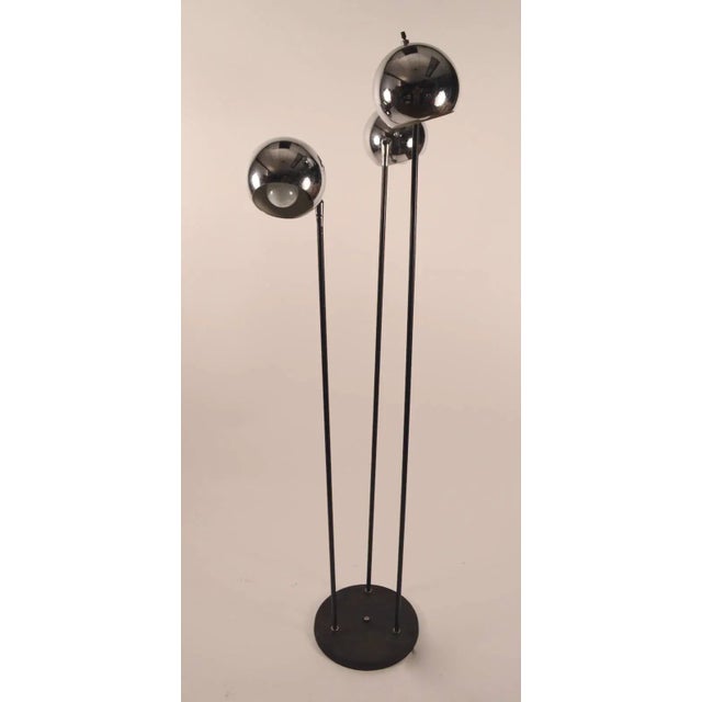 Chrome Ball Adjustable Floor Lamp With Black Base and Stems For Sale In New York - Image 6 of 8