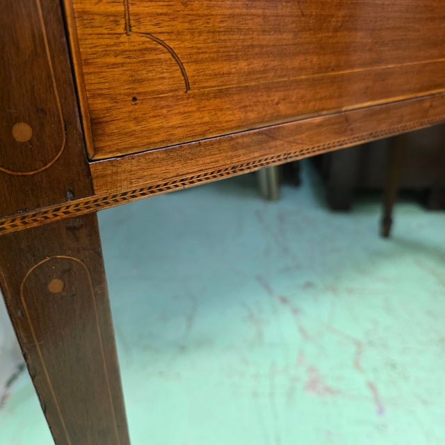 Wood Antique English George III Sheraton Period Inlaid Mahogany Sideboard With Original Removable Stage Back, Circa 1800 For Sale - Image 7 of 18
