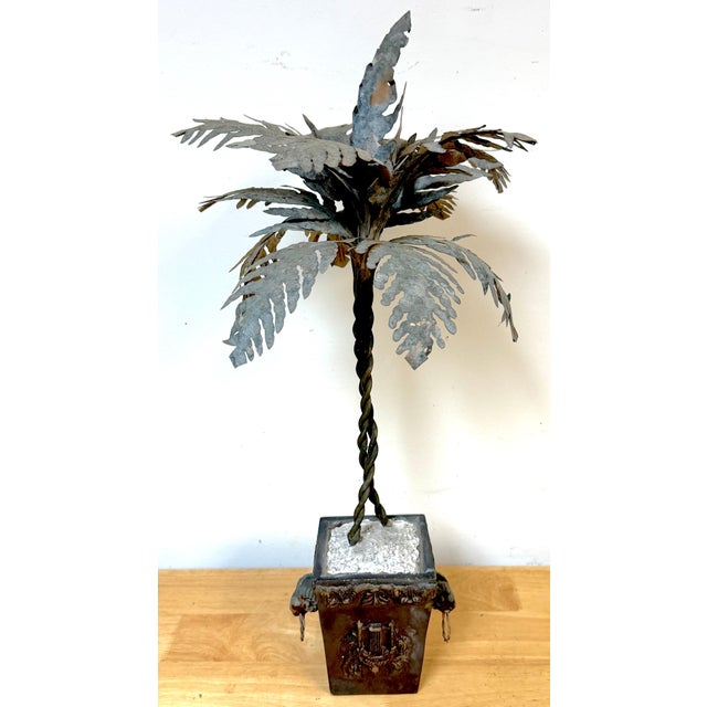 Pair Neoclassical Style Tole Palm Tree Topiaries, Attributed to Maitland-Smith For Sale In West Palm - Image 6 of 13
