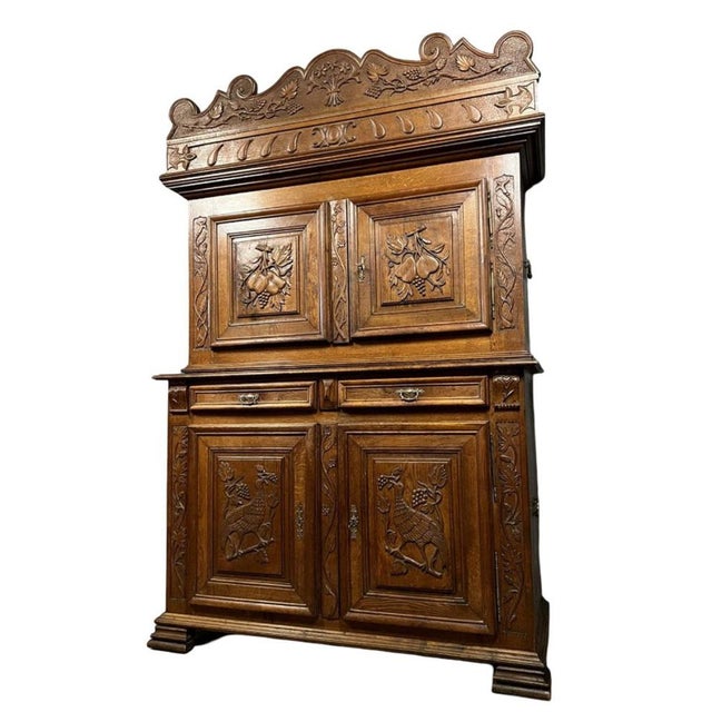 Renaissance Style Montbéliard Four-Door Cabinet in Oak For Sale - Image 6 of 8