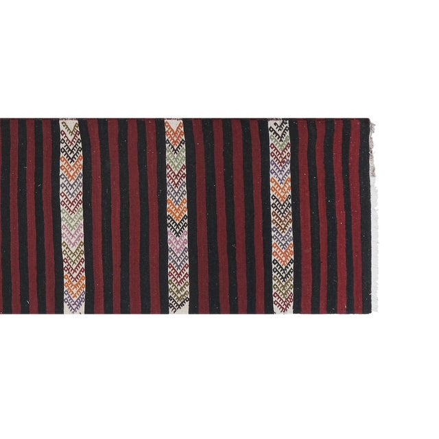 Mid-Century Modern Striped Turkish Kilim Runner Rug For Sale - Image 3 of 12