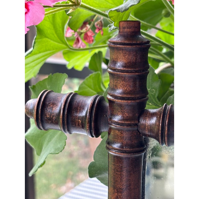 Antique French Faux Bamboo Wall Mirror, Petite Turned Wood Frame #3 of 3 Similar Mirrors Listed For Sale - Image 4 of 18
