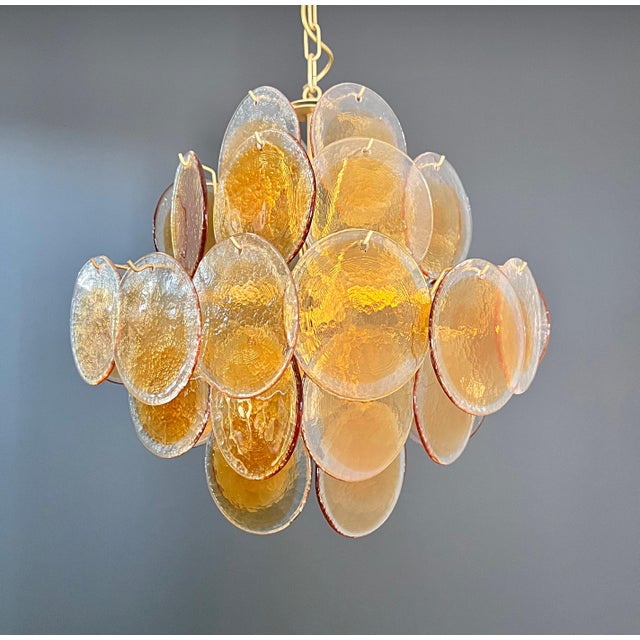 Vintage Italian Amber Murano Glass Chandelier, 1990s For Sale - Image 10 of 18