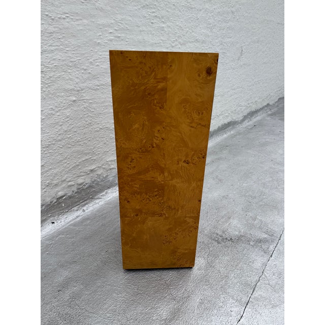 Mid-Century Modern Burl Pedestal Display Column Milo Baughman Style Mid Century Modern For Sale - Image 3 of 14