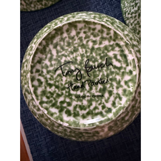 English Tory Burch Spongeware Green Soup/Salad Bowls - Set of 4 For Sale - Image 3 of 8