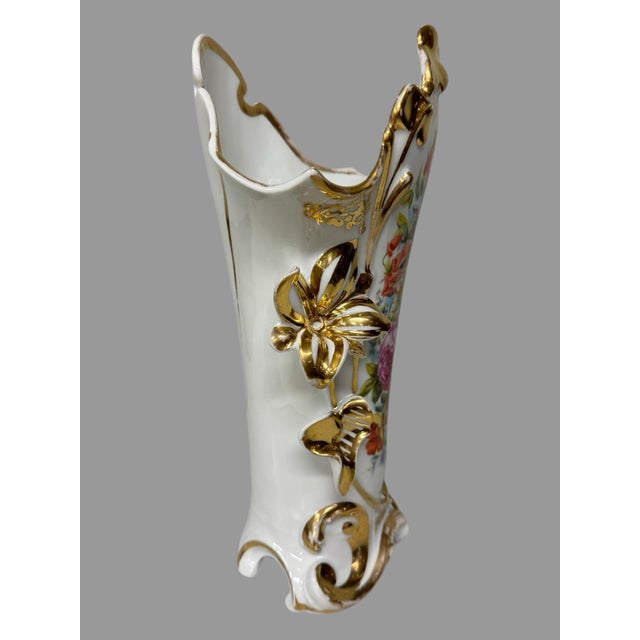 Antique Old Paris Porcelain Floral & Gilt Decorated Vase For Sale - Image 6 of 9