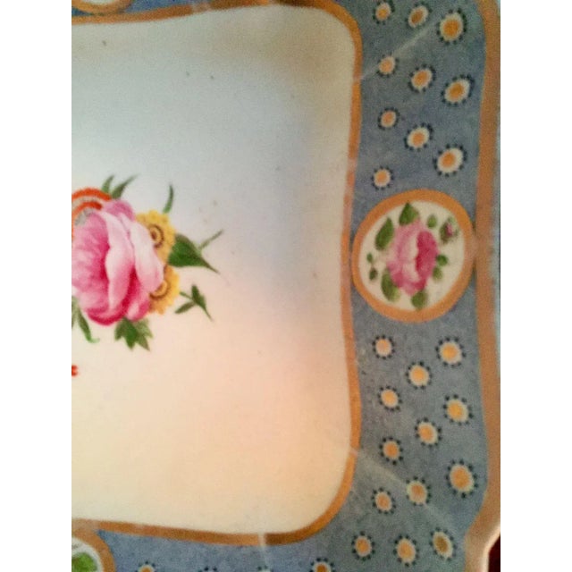 Early 19th Century English Coalport Porcelain Square Dessert Dish Plates Baby Blue with Pink Roses 1810 - A Pair For Sale - Image 10 of 11