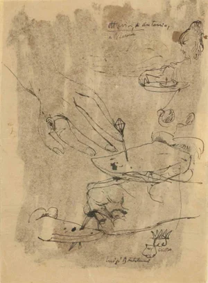 Luigi Bartolini, Sketches, Original China Ink Drawing, 1930