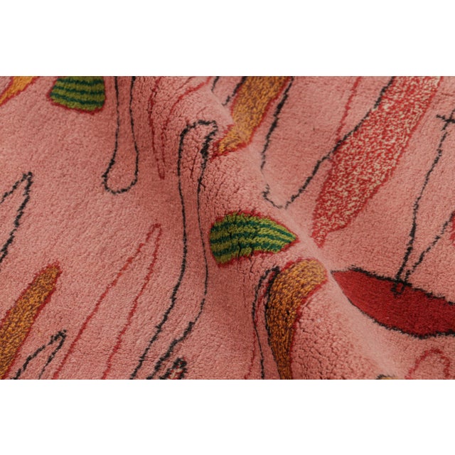 Textile Vintage Turkish Rug in Pink With Colorful Geometric Patterns, From Rug & Kilim For Sale - Image 7 of 8