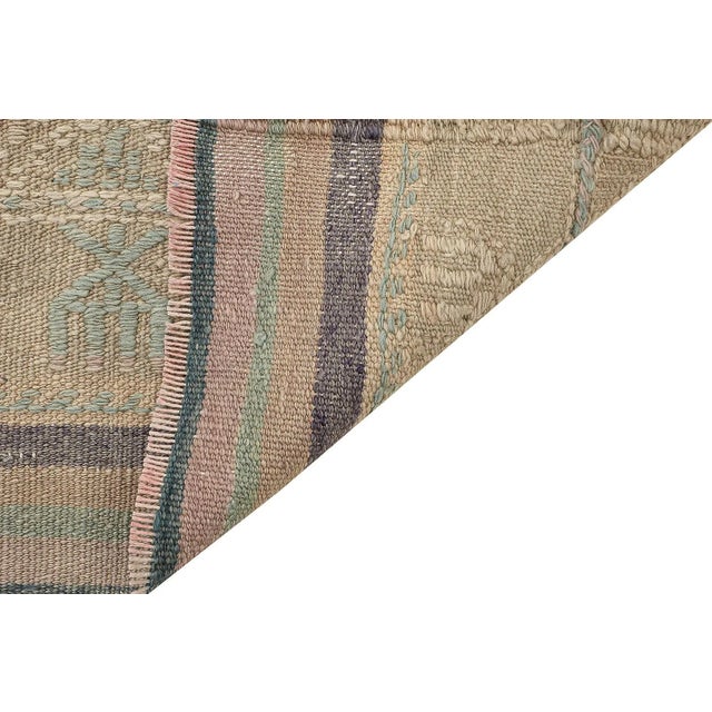 Mid 20th Century Mid 20th Century Vintage Embroidered Turkish Kilim Rug For Sale - Image 5 of 7