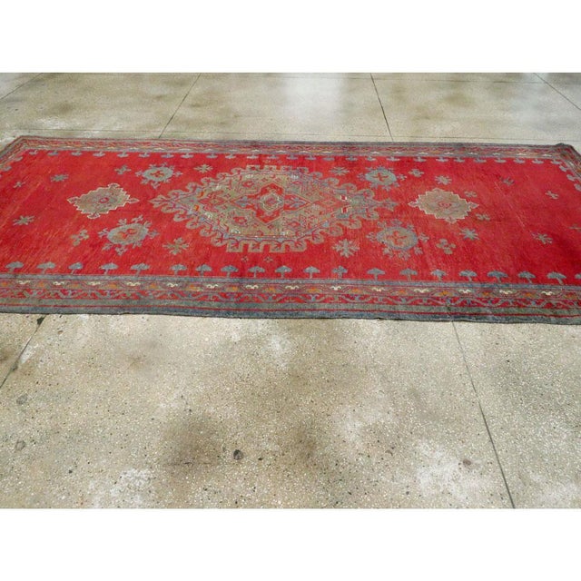 Red Galerie Shabab Collection Early 20th Century Handmade Turkish Oushak Gallery Rug in Red For Sale - Image 8 of 10