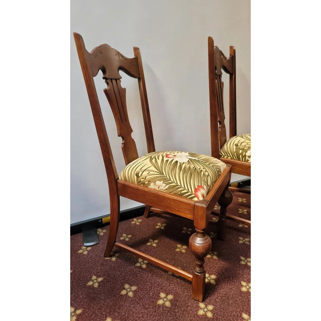 1930s Antique 1930s Jacobean Renaissance English Tudor Set of 4 Oak Chairs Very Well Built Dining Chairs For Sale - Image 5 of 7