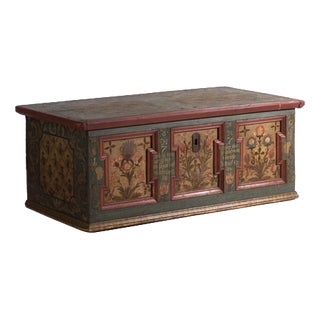 Antique Marriage Chest in Painted Pine, Central Europe, 1775 For Sale