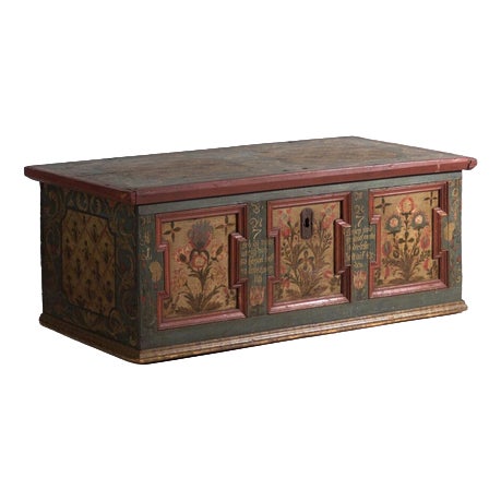 Antique Marriage Chest in Painted Pine, Central Europe, 1775 For Sale