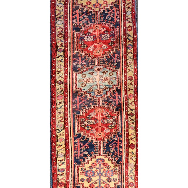 Long Antique Persian Heriz Runner with All-Over Sub-Geometric Medallion Design. Keivan Woven Arts / rug X23-0818-398,...