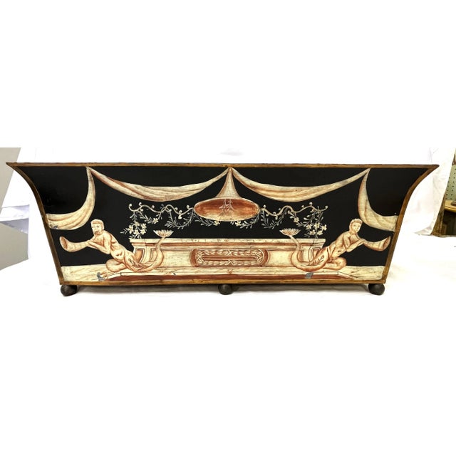 Vintage Regency Tole Painted Footed Jardiniere For Sale - Image 4 of 13