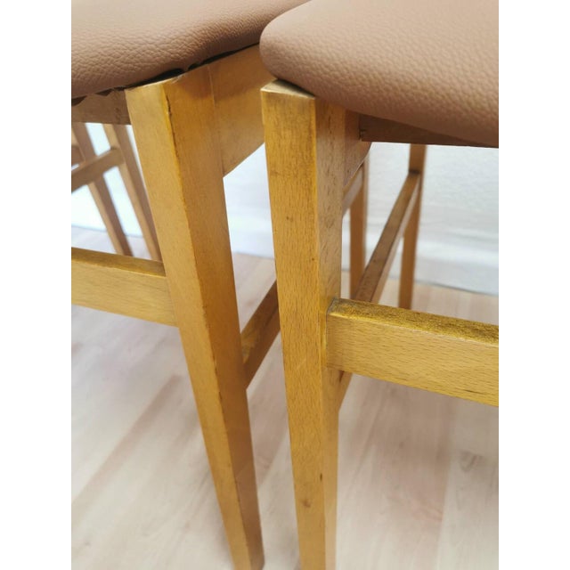 Vintage Scandinavian Dining Chairs in Wood and Brown Leather by Branko Ursic, 1970s, Set of 4 For Sale - Image 6 of 11