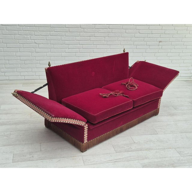 Danish Velour 2 Seater Drop Arm Sofa, 1960s For Sale - Image 15 of 18
