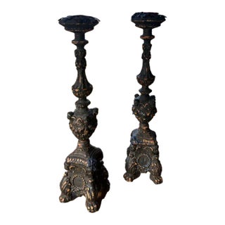Mid 19th Century Ornate Candle Sticks - a Pair For Sale