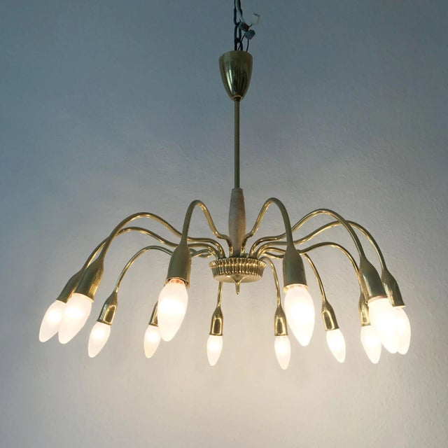 Metal Mid-Century Sputnik 12-Armed Chandelier from Vereinigte Werkstätten Collection, 1950s For Sale - Image 7 of 13