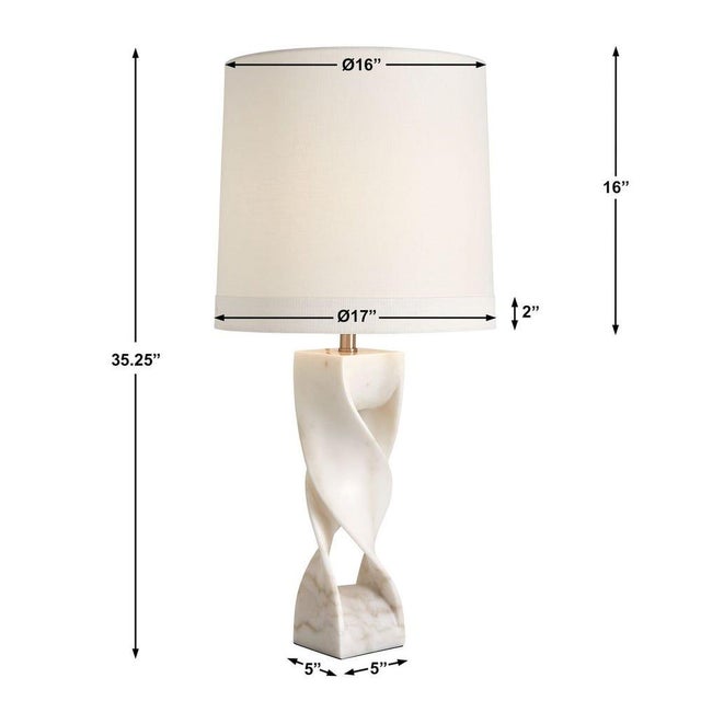 2020s White Marble Twist Table Lamp For Sale - Image 5 of 5
