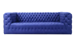 Pasargad Home Vicenza Collection Velvet Tufted Sofa, Blue