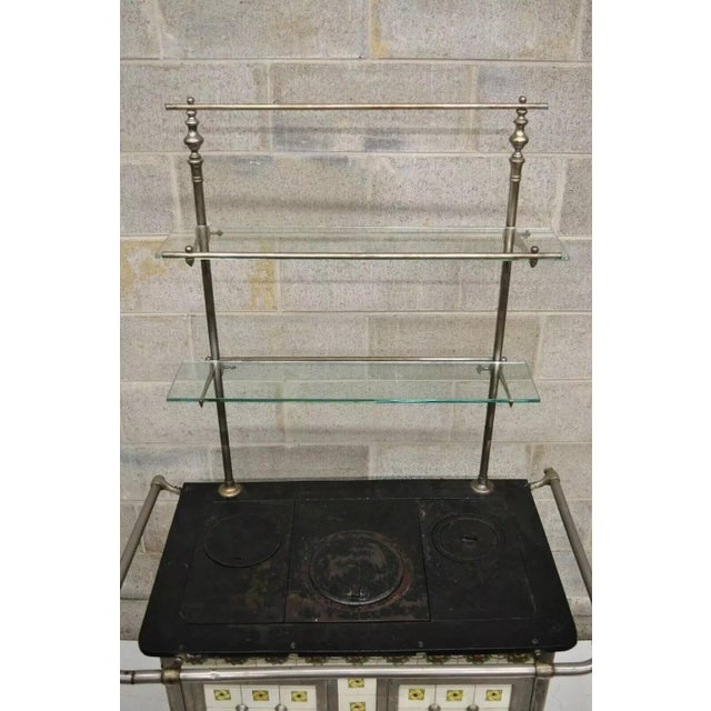 Late 19th Century European French or Belgium Cast Iron Art Nouveau Tile Wood Coal Burning Stove For Sale - Image 5 of 11