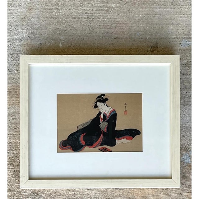 Wood Vintage Japanese Woodblock Print For Sale - Image 7 of 12