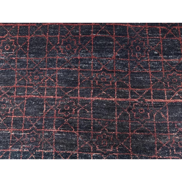 9 X 12 Handmade Peshawar Wool Rug in Charcoal Color With Geometric Pattern For Sale - Image 4 of 5