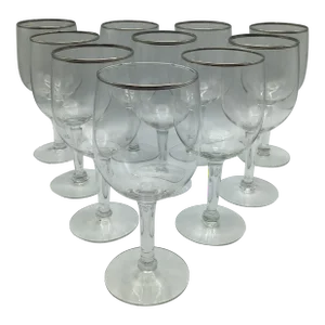 Platinum Rim Crystal Wine/Water Glasses-Set of 10