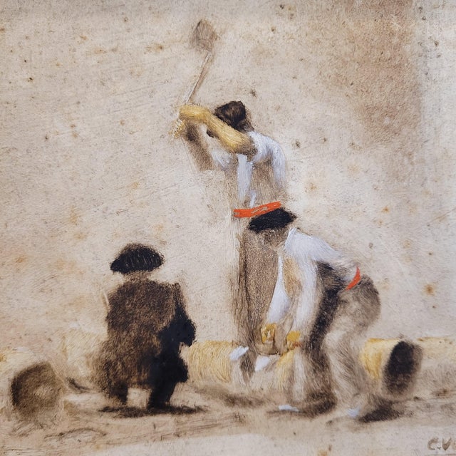 C. Vidaime, Basque Customs, Early 20th Century, Oil Painting on Board, Framed, Set of 2 For Sale - Image 9 of 18