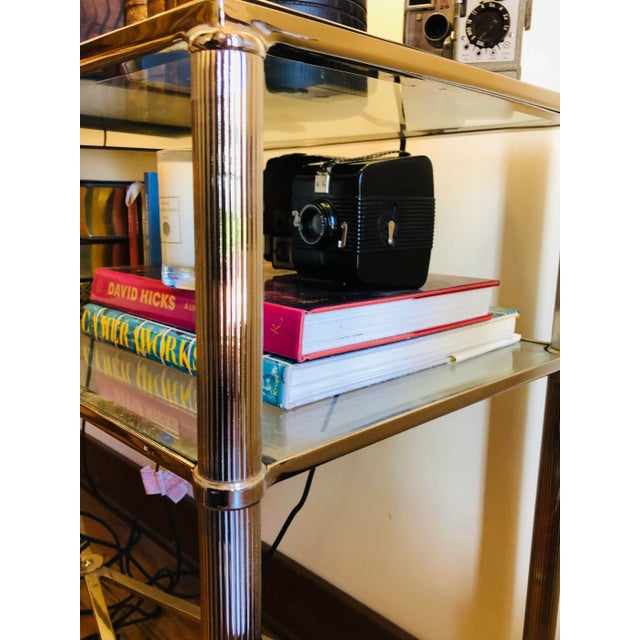 Vintage Nickel and Glass Fluted Console Table For Sale - Image 9 of 10