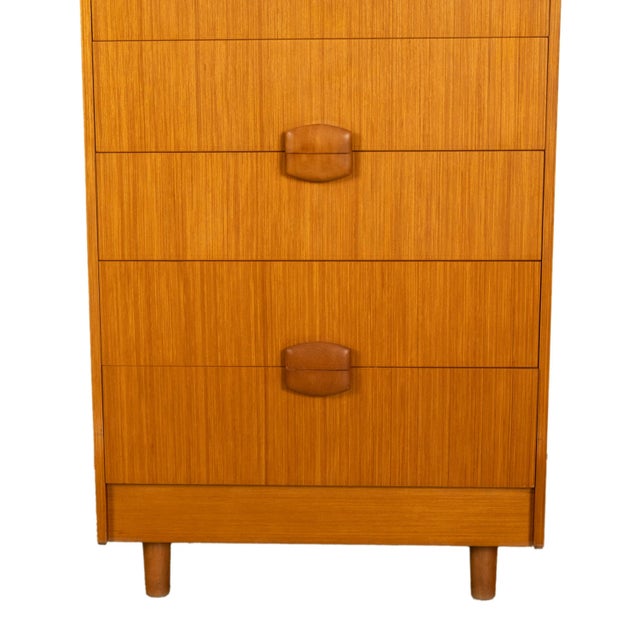 Mid Century Modern Danish Tall Boy Teak Chest of Drawers Six Drawer Dresser 1960 For Sale - Image 12 of 13