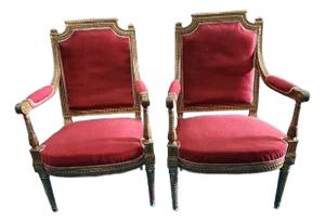 Mid 20th Century Pair of French Louis XVI Style Giltwood Armchairs