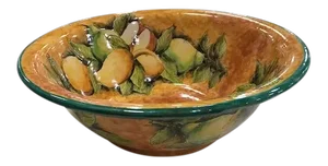 Majolica Pottery Salad Bowl With Pears