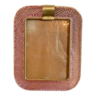 Pink Murano Twist Glass Picture Frame For Sale