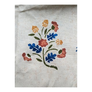 Vintage English Cottage Block Print Style Schumacher Fabric 1.8 Yards For Sale