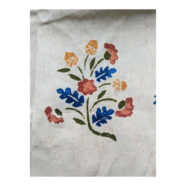 Vintage English Cottage Block Print Style Schumacher Fabric 1.8 Yards For Sale