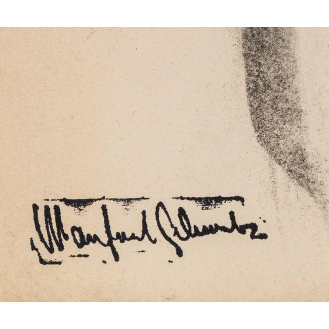 Figurative Manfred Schwartz Portrait of Man Charcoal on Paper For Sale - Image 3 of 4