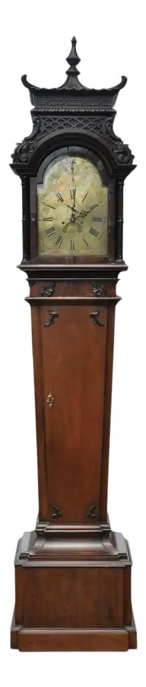 19th Century Chinoiserie Tall Case Clock After Thomas Chippendale