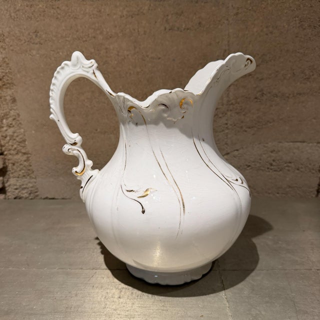 1900 - 1909 Antique White Porcelain Pitcher Francaise La Porcelain French Country For Sale - Image 5 of 12