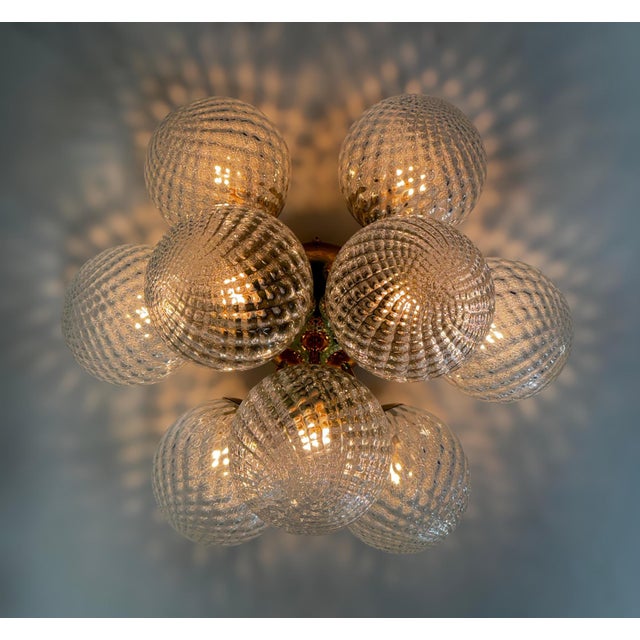 Not Yet Made - Made To Order 21st Century Camilia Polished Brass Clear Balloton Globe Flush Mount by Fabio LTD For Sale - Image 5 of 8