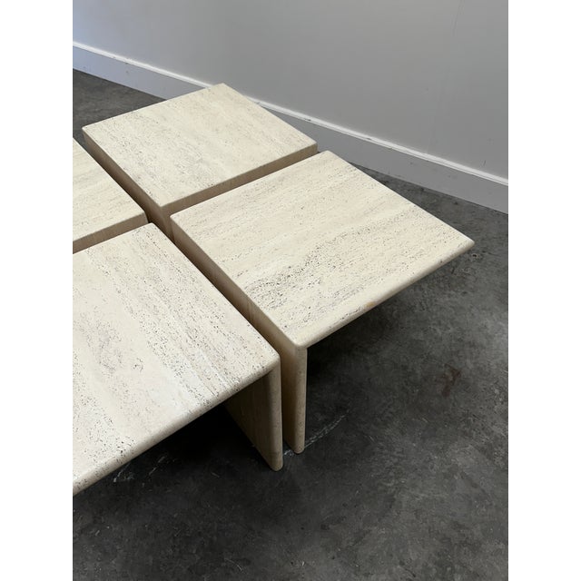 Modular Travertine Coffee Table, 1980s, Set of 4 For Sale - Image 11 of 14