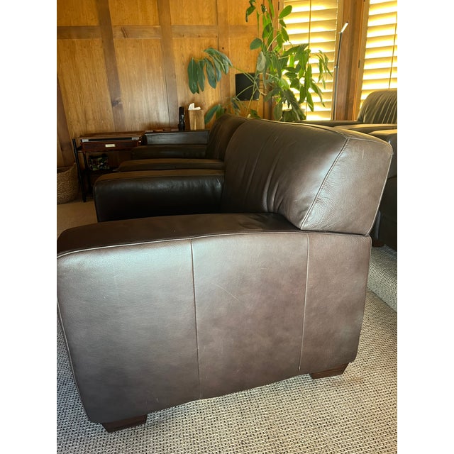 Ethan Allen Ethan Allen Leather Club Chair For Sale - Image 4 of 7